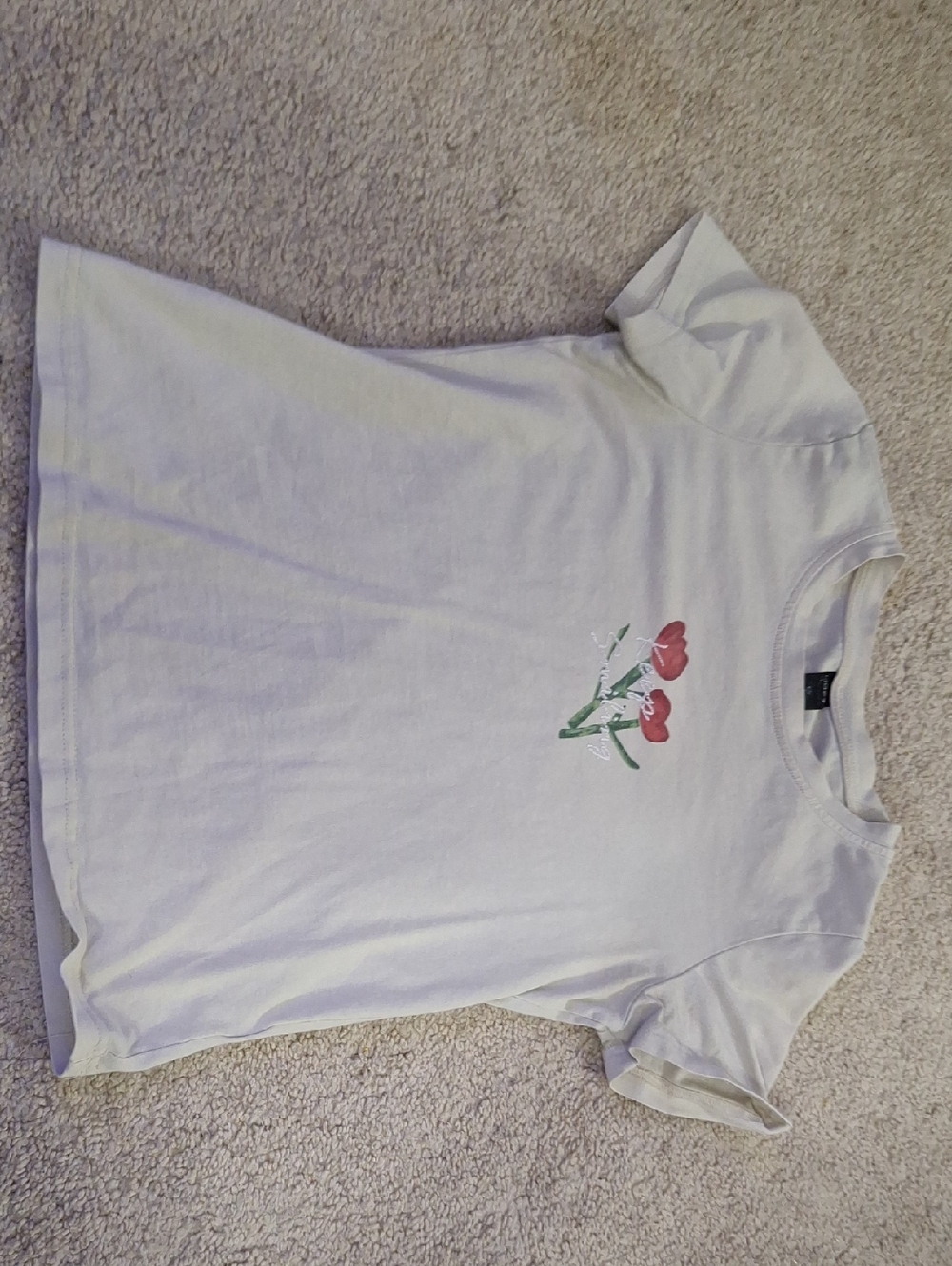 Women's Lavender Short Sleeve Tee with Red Tulip Graphic